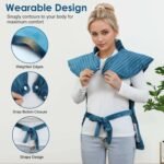 Heating Pads for Back Pain Relief,Wearable Electric Heating Pad with Massager, 24"x35" Extra Large Heated Pad for Neck and Shoulders Cramps,Auto-Shut Off,Machine Washable (Teal) - Image 3