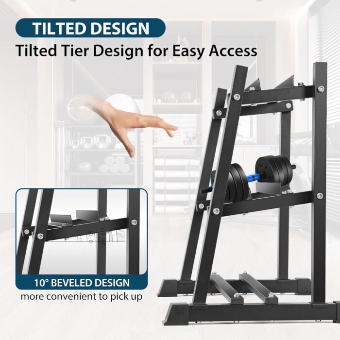 Dumbbell Rack, Bongkim Dumbbell Set with Rack Stand, Dumbbells Weights Rack for Home Gym, Weight Rack for Dumbbells, Kettlebells, and Weight Plates 1100LBS - Image 7