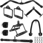 LAT Pulldown Bar Attachments, Cable Machine Accessories for Home Gym, Triceps Rope Pull Down Equipment Weight Fitness & Power Exercise Set for Arm Strength Workout Training - Image 2
