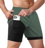 Men's 2 in 1 Athletic Quick Dry Shorts,Running Lightweight,Sweat Wicking Gym Workout Elastic Short - Image 2