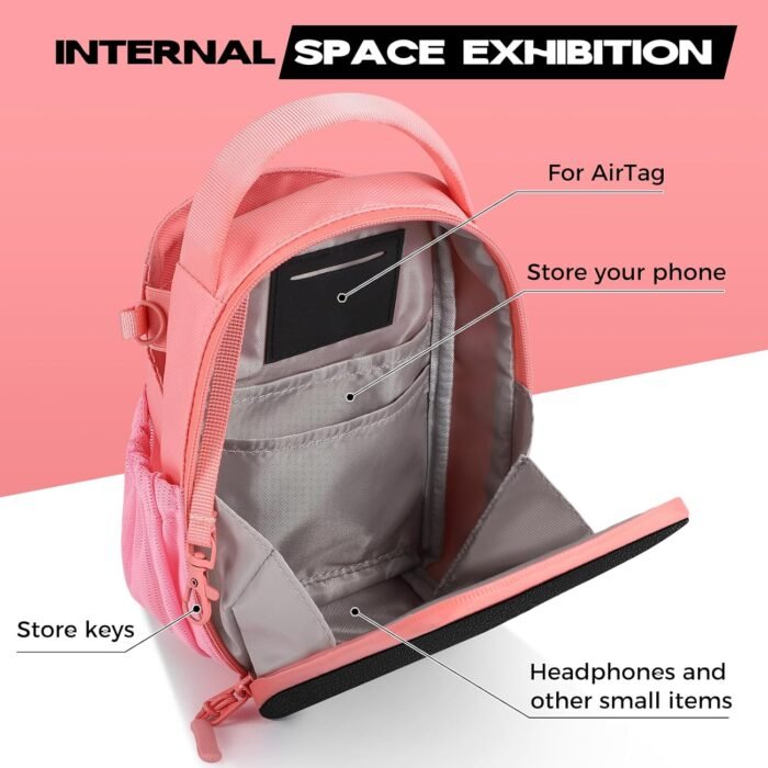 Magnetic Gym Sling Bag with Bottle holder for Men or Women |24 32 40 oz or diameter 3.9" Bottle holder| 6 pound magnetic force | Waterproof zipper | Airtag holder | Key chain (pink) - Image 5