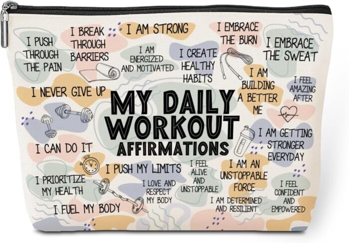 Daily Affirmations for Women Makeup Bag Workout Gifts for Women Encouragement Inspirational Mental Health Gifts for Female Friend Coworker Birthday Friendship Mothers Day Nurse Day Travel Toiletry Bag - Image 2