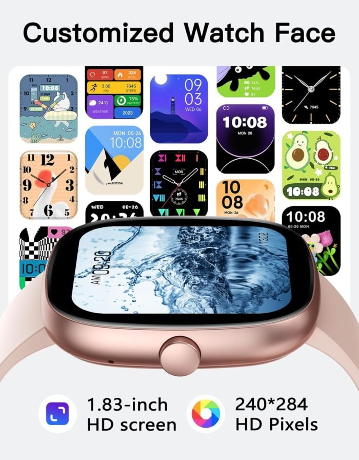 Fitness Tracker 2025 Ver. (Answer/Make Calls), 1.85" Smart Watch Fitness Watches for Women Men with 24/7 Heart Rate Blood Oxygen Monitor Sleep Tracker 100+ Sport Modes IP68 Waterproof (Pink) - Image 3