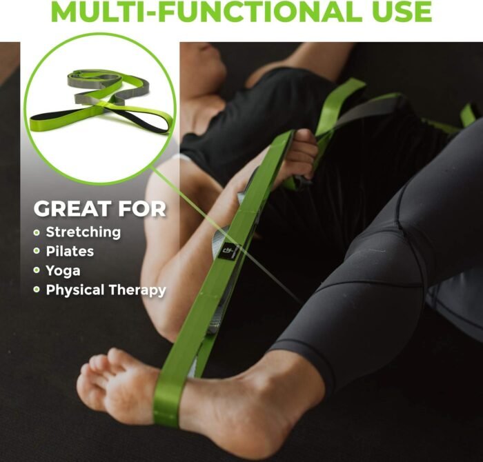Gradient Fitness Stretching Strap for Physical Therapy, 12 Multi-Loop Stretch Strap 1" W x 8' L, Neoprene Handles, Physical Therapy Equipment, Yoga Straps for Stretching, Leg Stretcher. - Image 3