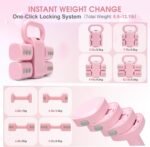 Adjustment 2-in-1 Convertible Kettlebell & Dumbbells Set , Adjustable 4 in 1 Free Weights Dumbbell Set of 2, Each 2.2 3.3 4.4 5.5lb Quick Change Weight Women Dumbbell Set for Home Gym & Outdoor Exercise Training - Image 4
