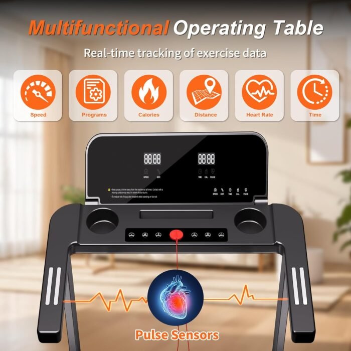 Foldable Treadmill with Handles Treadmills for Home Small Spaces 3HP Folding Treadmills Walking Pad Treadmill with Handle Bar Quiet Walking Machine, 300LBS Capacity, Portable Small Home Gym (Black) - Image 8