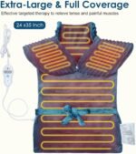 Heating Pads for Back Pain Relief,Wearable Electric Heating Pad with Massager, 24"x35" Extra Large Heated Pad for Neck and Shoulders Cramps,Auto-Shut Off,Machine Washable (Teal) - Image 8