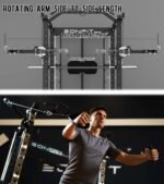 Eonfit E5 Smith Machine with Vertical Leg Press, Power Cage Squat Rack with LAT-Pull Down Cable Crossover Rotating Arms System Home Gym Equipment All in One - Image 6