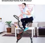 Exercise Bike 3 IN 1 Stationary Bike Folding Exercise Bike with 8-Level Adjustable Resistance Comfortable Seat Cushion LCD Monitor 265 lbs Weight Capacity for Home Gym Workout - Image 3