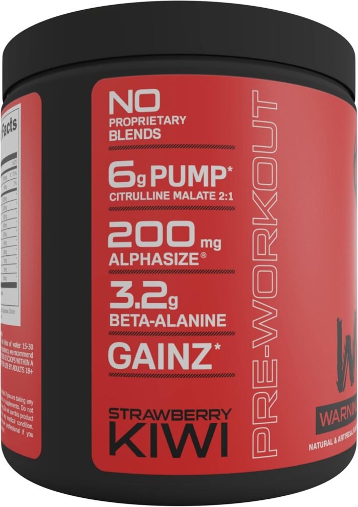 Bucked Up - Woke - HIGH STIM Pre Workout - Best Tasting - Focus Nootropic, Pump, Strength and Growth, 30 Servings (Strawberry Kiwi) - Image 4