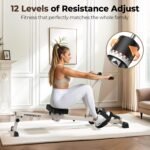 Feierdun Compact Adjustable Rowing Machine for Home 300LBS Weight Capacity with 12 Levels of Resistance for Complete Body Workouts Foldable Hydraulic Rower for Home - Image 4