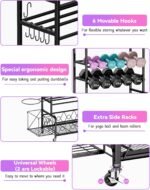 Home Gym Organizer All-in-One Yoga Dumbbell Rack Kettlebell Sets Holder, for Workout Exercise Equipment, Yoga Mat, Fitness Accessories, Home Gym Equipment Storage with Wheels - Image 4