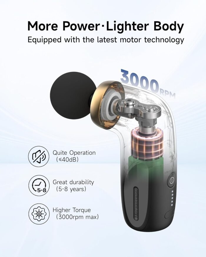 A1 Super Mini Massage Gun, Percussion Deep Tissues Muscle Massager, Travel Massage Gun, Compact Sports Massager, Portable Handheld Massager for Office Gifts for Him/Her, Home, Athletes(Black) - Image 6