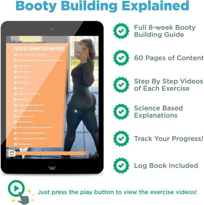 BFR Booty Bands for Women with 8-Week Guide for Legs, Glutes & Hip Building, Blood Flow Restriction Occlusion Bands for Workouts,Best Fabric Resistance Loop,Tone & Lift Your Butt,Squat,Thigh,Fitness - Image 6