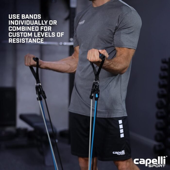 Capelli Sport Resistance Band, 3 in 1 Exercise Band Tube, Handles, Light, Medium, Heavy, Workout Bands, 3 to 46 Inch - Image 4