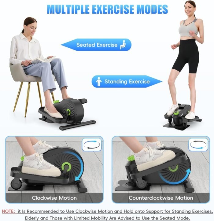 FUNMILY Under Desk Elliptical, Under Desk Bike Pedal Exerciser, Fully Assembled Leg Exerciser 2 in 1 Seated Standing Elliptical, Ultra-Quiet Mini Elliptical Machines for Home Office Use - Image 4