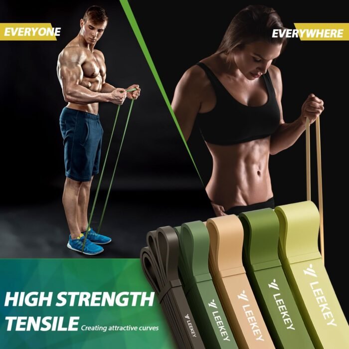 LEEKEY Resistance Bands, Exercise Bands with Handles,Pull Up Assist Bands - Band Set with Door Anchor - Bands for Working Out,Band for Men and Women Fitness Training, Physical Therapy,Home Workouts - Image 4