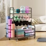 Homeiju 450LBS Dumbbell Rack,Weight Rack for Dumbbells,Weight Rack for Home Gym,Home Gym Storage for Strength Training Dumbbell Racks Stand with Wheels&Hooks - Image 9