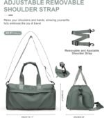 Gym Bag for Women Men with Shoe Compartment, Sport Duffel Bag, Waterproof Travel Weekender Overnight Carry on Bag for Yoga with Trolley Sleeve, Green - Image 5