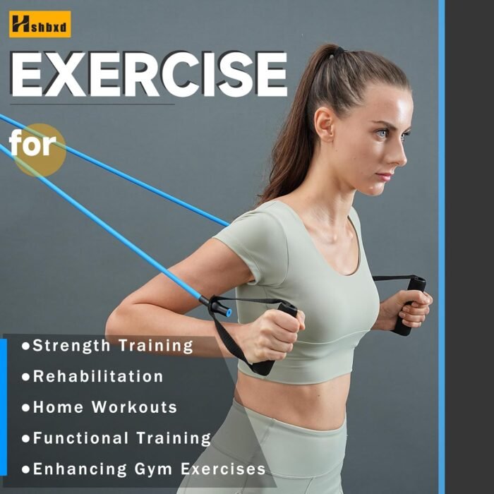 Resistance Bands with Handles for Working Out Women and Men, Exercise Bands with Door Anchor, Stretch Bands for Home Workouts, Simple Guide Included - Image 5