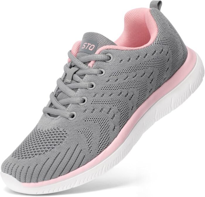 STQ Tennis Shoes Womens Sneakers Breathable Mesh Walking Shoes Arch Support Orthopedic Athletic Workout Gym Running Shoe for Travel Jogging Sports Cross Training - Image 2