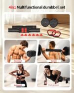 Adjustable Dumbbells,20/30/40/60/80lbs Free Weight Set with Connector, 4 in1 Dumbbells Set Used as Barbell/Kettlebells/Push up Stand, Fitness Workout Equipment for Home Gym for Youth,Women/Men - Image 3