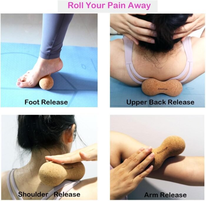 Cork Peanut Massage Ball, Lacrosse Ball Peanut Roller Massage for Rigger Point Therapy, Relax Muscles,Back Pain, Yoga & Posture Improvement - Image 4