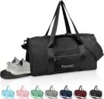 BALEINE Gym Bag for Women and Men, Small Duffel Bag for Sports, Gyms and Weekend Getaway, Waterproof Dufflebag with Shoe and Wet Clothes Compartments, Lightweight Carryon Gymbag (Black) - Image 2