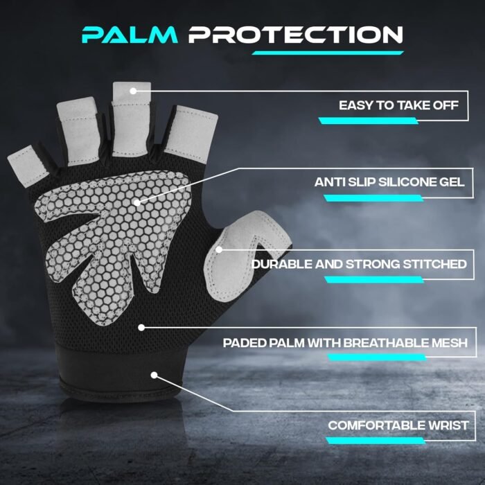 Gym Gloves for Men & Women Ladies Weight Lifting Gloves Fitness Workout Breathable Training Non-Slip Grip Silicone Palm Protection Exercise Snug fit Hanging Pull-Ups Dumbbell - Image 5