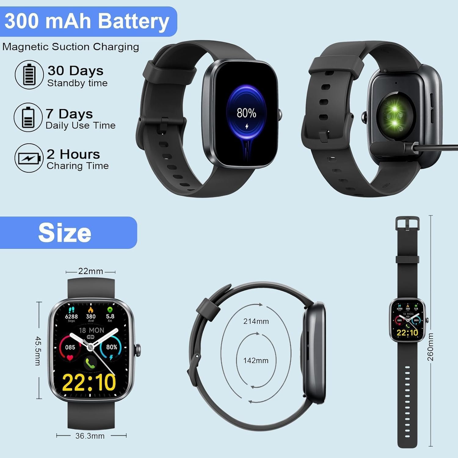 Smart Watch(Answer/Make Calls), 1.91" Smartwatches for Men Women, Fitness Tracker with 110+ Sport Modes, IP68 Waterproof, Heart Rate/Sleep/Spo2 Monitor, Pedometer, Activity Tracker for Android iOS - Image 7