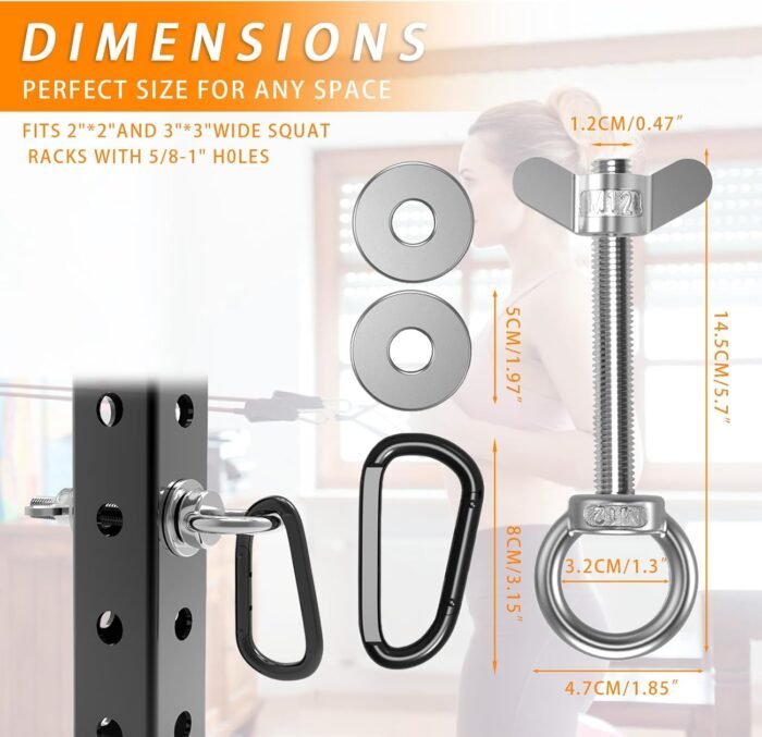 J Bryant Heavy Duty Rack Anchor – Stainless Steel Resistance Band Pegs with Large Carabiner for 5/8" & 1" Power Rack – Multi-Purpose Attachment for Strength Training & Gym Equipment Storage - Image 8