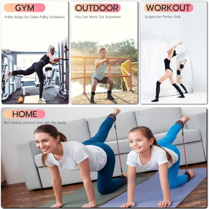 Ankle Resistance Bands with Cuffs, Women Workout for Home Gym, Glutes Exercise at Home, Ankle Strap for Cable Machines Women, Shaping The Perfect Butt. - Image 5