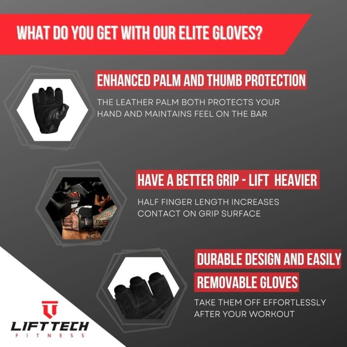 Elite Weight Lifting Gloves for Men - Black & White - Image 4