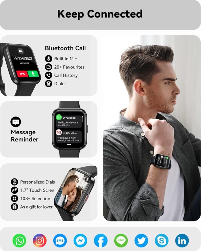 ENOMIR Smart Watch for Men Women(Answer/Make Call), Alexa Built-in,Fitness with Heart Rate SpO2 Sleep Monitor 100 Sports 5ATM Waterproof Activity Trackers and Smartwatches iOS&Android Phones - Image 3