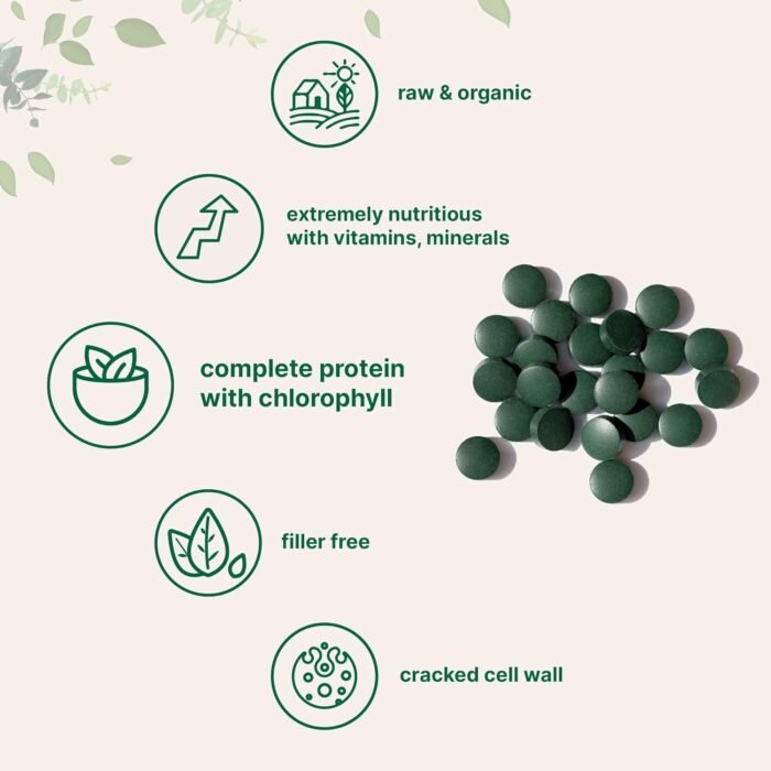 Organic Chlorella Tablets, 500mg Per Tablet, 720 Tabs (360 Grams), 4 Months Supply, Broken Cell Wall, Rich in Vegan Protein & Vitamins, No Filler, No Additives & Non-GMO | Pure Green Algae Superfood - Image 5