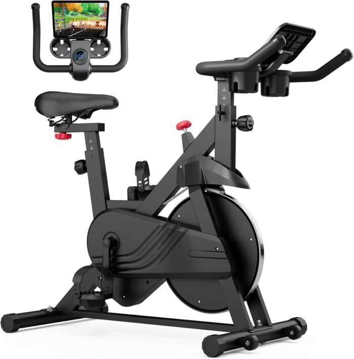 Superun Exercise Bike, Stationary Bikes for Home Gym with 32-Level Magnetic Resistance, 300LBS Capacity Indoor Cycling Bike with Comfortable Seat, LED Display - Image 2