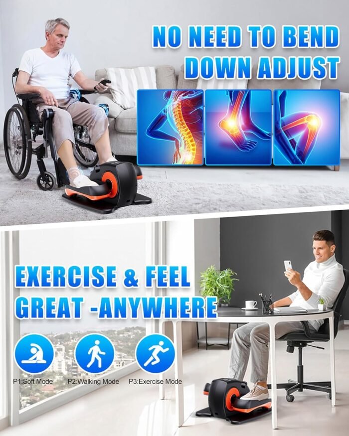 Under Desk Elliptical Machine, Electric Ellipse Leg Exerciser as Seen on Tv for Seniors with 12 Adjustable, Quiet Portable Elliptical Machine, Seated Pedal Exerciser with Remote Control - Image 4