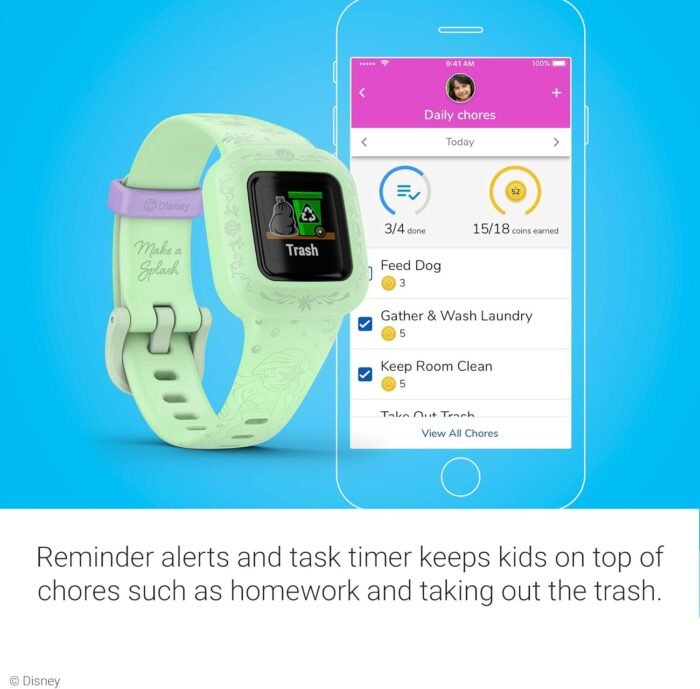 Garmin vivofit jr. 3, Fitness Tracker for Kids, Swim-Friendly, Up To 1-year Battery Life, Disney The Little Mermaid - Image 7
