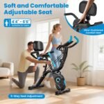 pooboo Foldable Exercise Bike, Multifunctional Indoor Stationary Bikes for Home with 8-Level Magnetic Resistance, Quiet Workout Bike with Arm Resistance Bands, LCD Monitor, 300LBS Capacity - Image 5