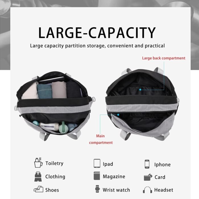 HEAD 45L Waterproof Gym Duffel Bag for Women & Men, Large Capacity Crossbody Sport Travel Bags for Fitness/Yoga, Lightweight Shoulder Tote Bag for Weekender Overnight/Business Workout(Beige) - Image 6