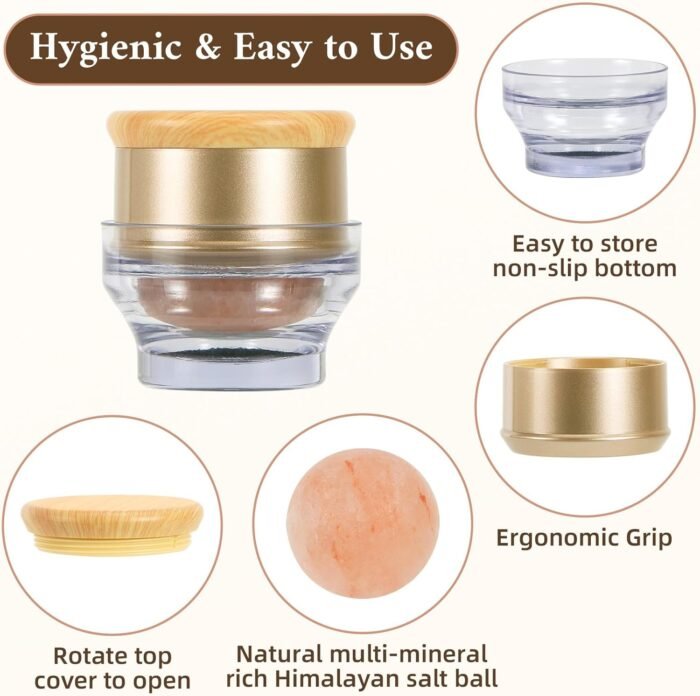 Natural Himalayan Salt Massage Rollerball, Round Manual Roller, Stress Relief Massage Oil Roller Ball, Revitalize for Neck, Back, Arm, Shoulder, Thigh, Calf & Full Body for Pain Relief - Image 6