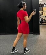 RXRXCOCO Hidden Scrunch Butt Workout Sets for Women 2 Piece Crop Tops Seamless Booty Shorts Matching Gym Yoga Outfits - Image 8
