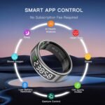 Smart Ring with Display Screen Health Tracker and Touch Button, Bluetooth Connection Health Monitor Tracks Heart Rate/Blood Oxygen/Sleep/Sports Activities, IP68 Waterproof (Silver, 9#) - Image 4