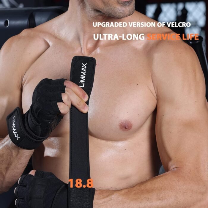 Workout Gloves for Men and Women Gym Weight Lifting Padded Gloves with Wrist Wrap Support, Full Palm Protection & Silicone Grip, Cross Training, Fitness, Pull-up - Image 5
