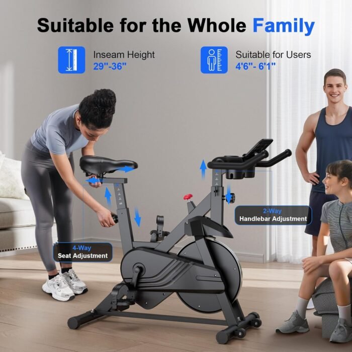 Superun Exercise Bike, Stationary Bikes for Home Gym with 32-Level Magnetic Resistance, 300LBS Capacity Indoor Cycling Bike with Comfortable Seat, LED Display - Image 5