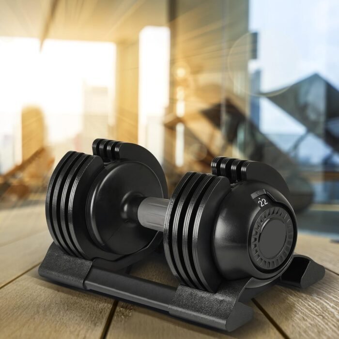 Adjustable Dumbbell Set with 8 Black Plates and Handle Bar, Rubber Coated Dumbbell with Two-Ways Regulation - Image 3