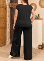 Eytino Womens Plus Size 2 Piece Tracksuit Outfit Casual Cap Sleeve Tops High Waist Pants Lounge Sets - Image 3