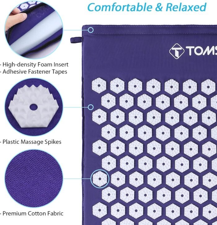 TOMSHOO Acupressure Set, Acupressure Mat and Pillow with 2pcs Massage Balls- Pain Relief Therapy Muscle Back Neck with Travel Bag for Men and Women - Image 4