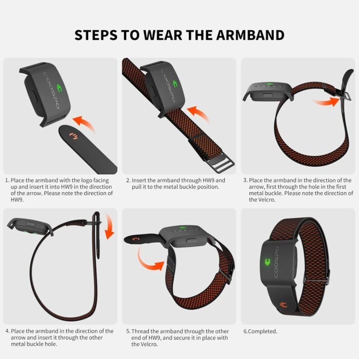 COOSPO HW9 Bluetooth 5.0 ANT+ Heart Rate Monitor Armband with HR Zones/Calories Burned, Optical HRM Sensor for Fitness Training/Cycling/Running,Compatible with Peloton,DDP Yoga,Wahoo - Image 9