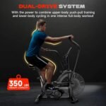 Air Bike, Exercise Bike with Magnetic & Air Resistance Fan Bike, Stationary Bike for home Cardio Workout, Adjustable Indoor Cycling Bike with APP & Dual Action Handlebars, 350lb Capacity - Image 7